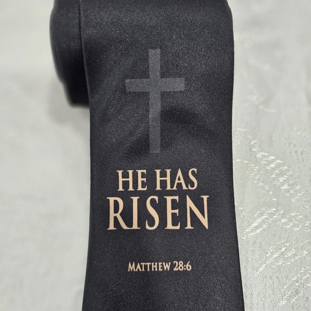 Three Rooker He Has Risen Easter Christian Religious Tie Men's 60